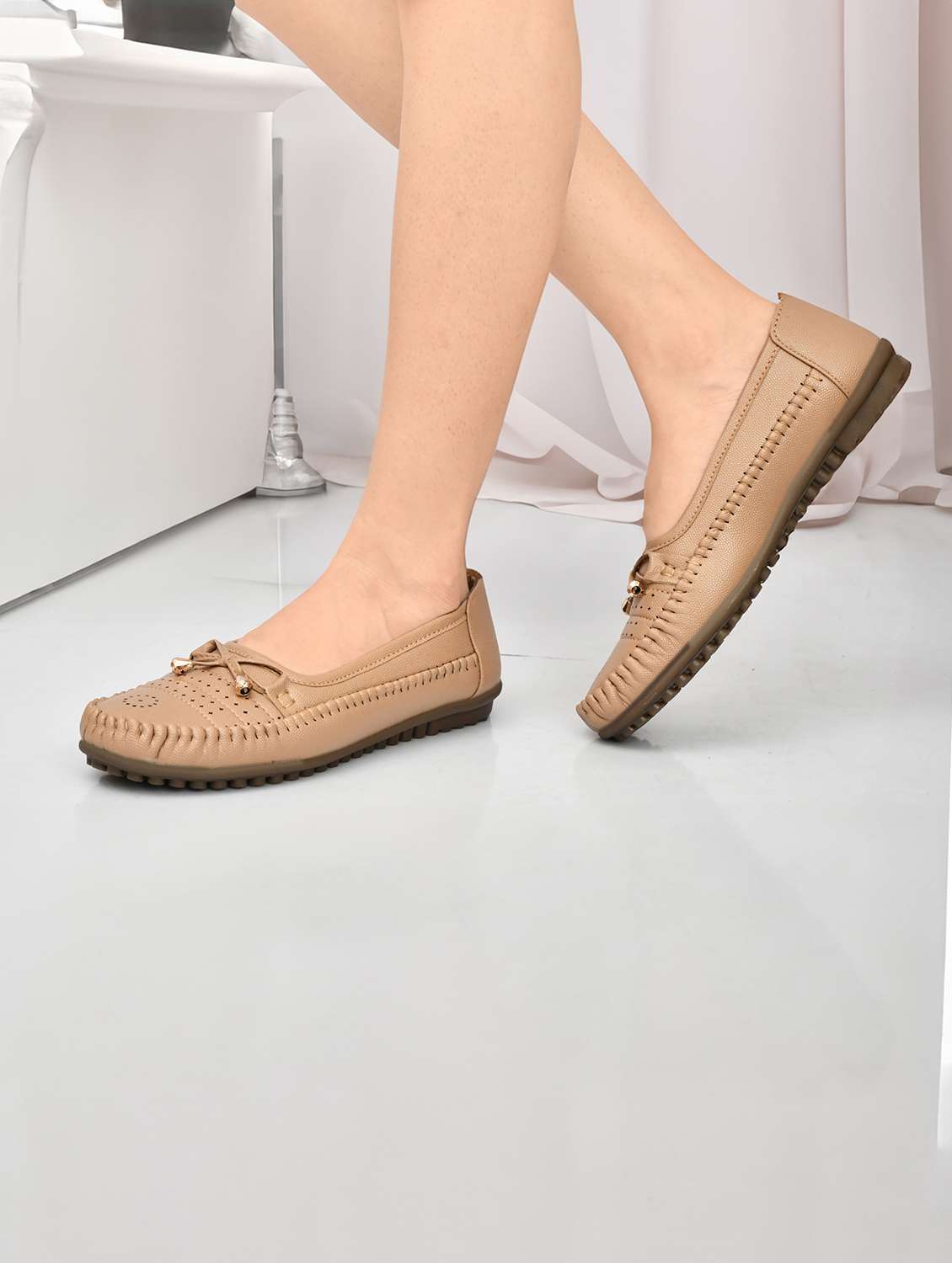 women beige slip on ballerina - 22141995 - Standard Image - 1