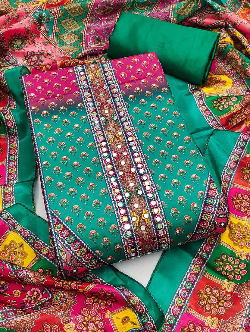 women printed embroidered unstitched suit set - 22142005 -  Standard Image - 1