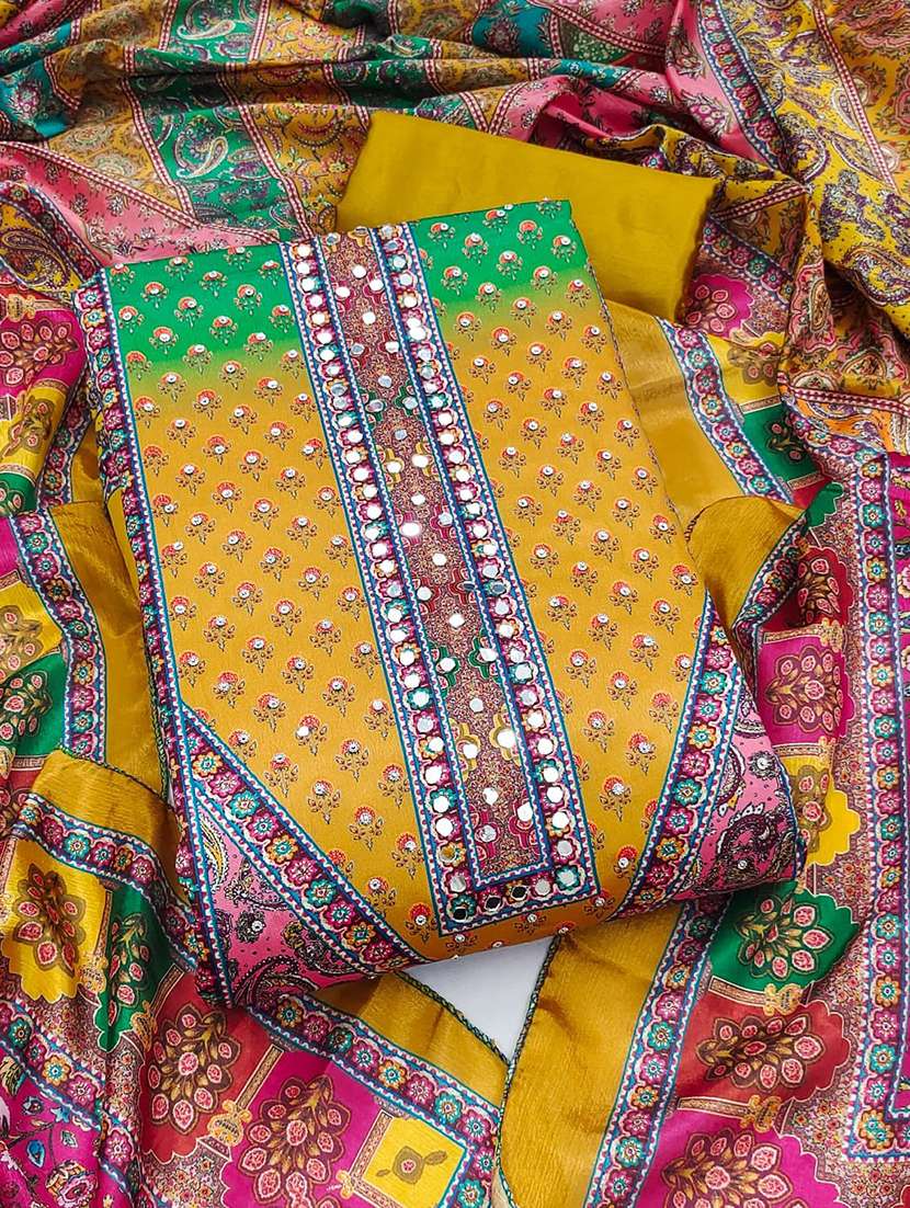 women printed embroidered unstitched suit set - 22142006 -  Standard Image - 1