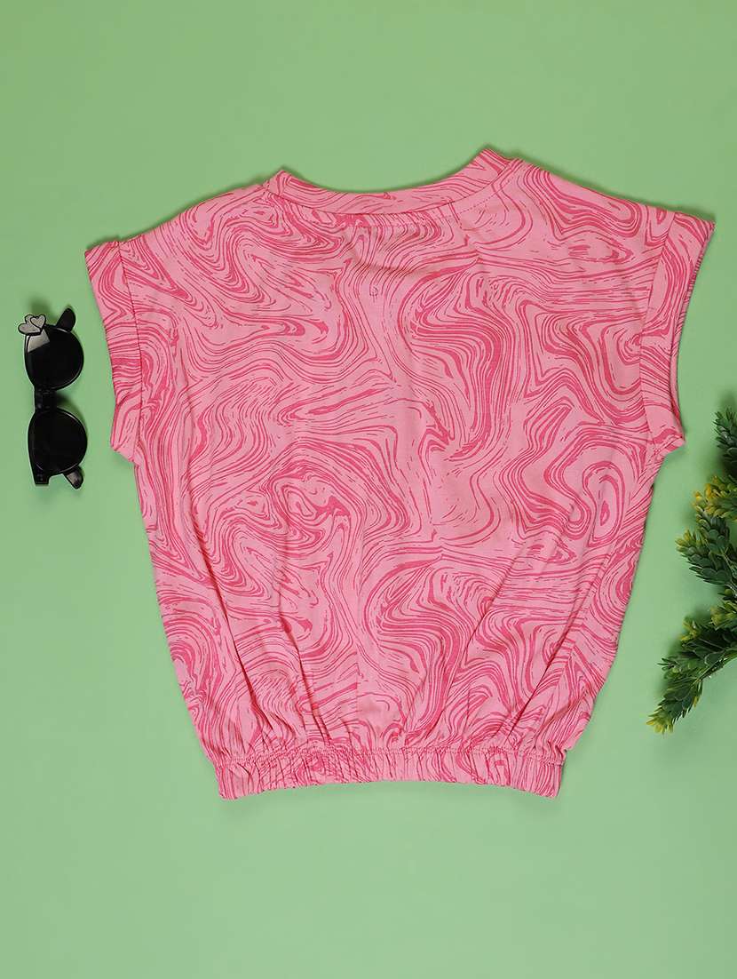 girls pink printed cap sleeve tee - 22142026 -  Standard Image - 1