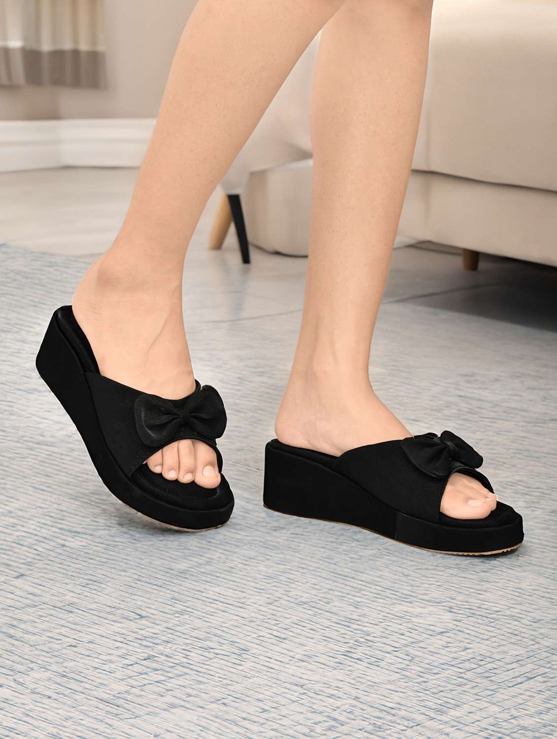 women black slip on wedge - 22142028 - Standard Image - 1
