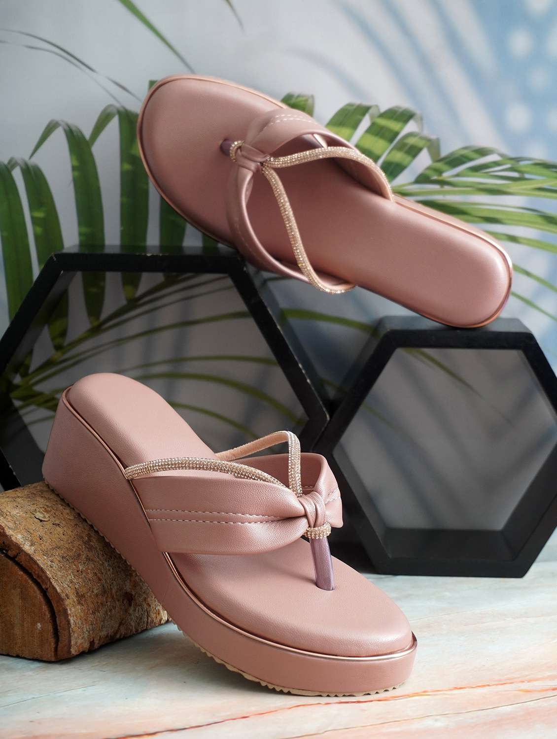 women solid slip on wedge