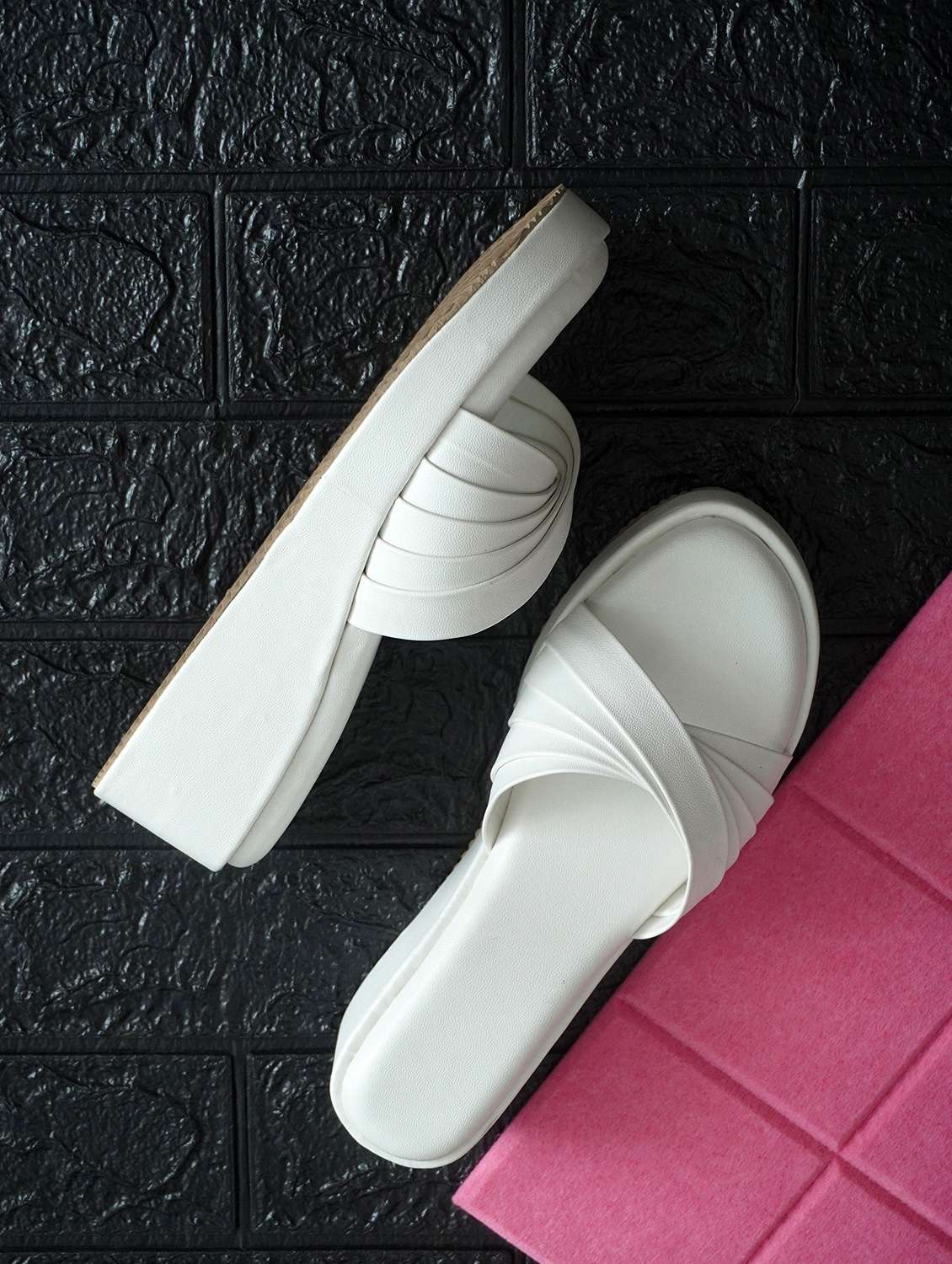 women solid slip on wedge