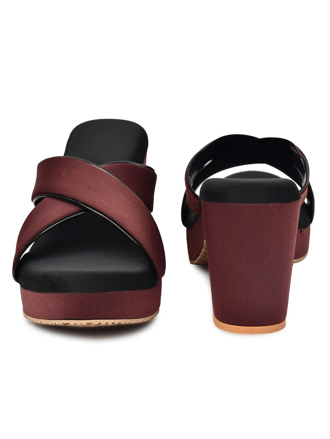 women maroon slip on sandal - 22142044 - Standard Image - 4