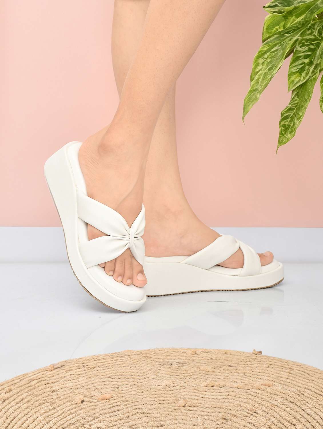 women solid slip on wedge - 22142047 - Standard Image - 1