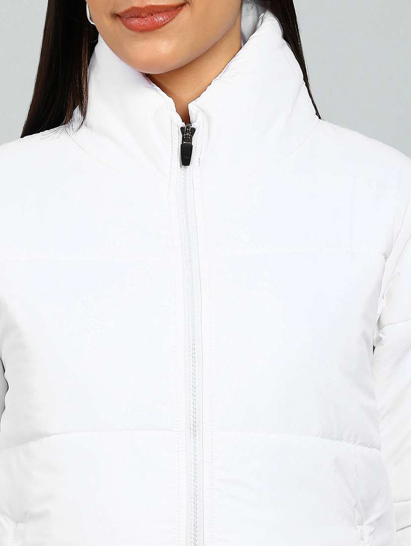 women solid stand collar long sleeve quilted jacket - 22142156 -  Standard Image - 4