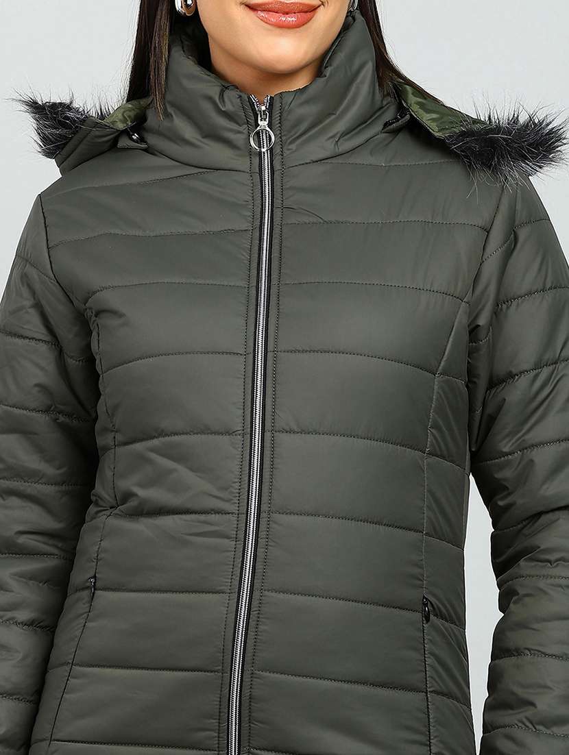 women solid long sleeve hooded quilted jacket - 22142177 -  Standard Image - 4