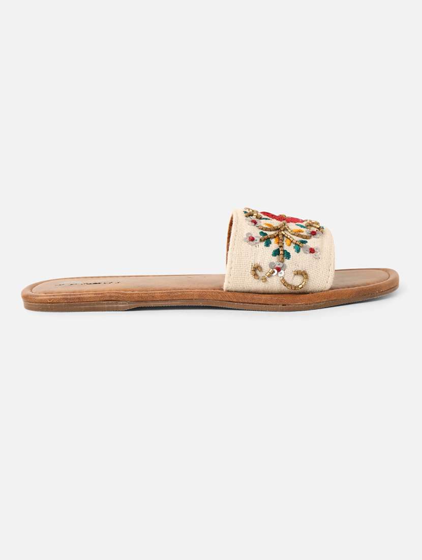 women embroidered slip on sandal - 22142185 - Standard Image - 1