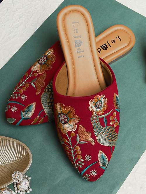 women embroidered slip on jutis - 22142189 - Standard Image - 0