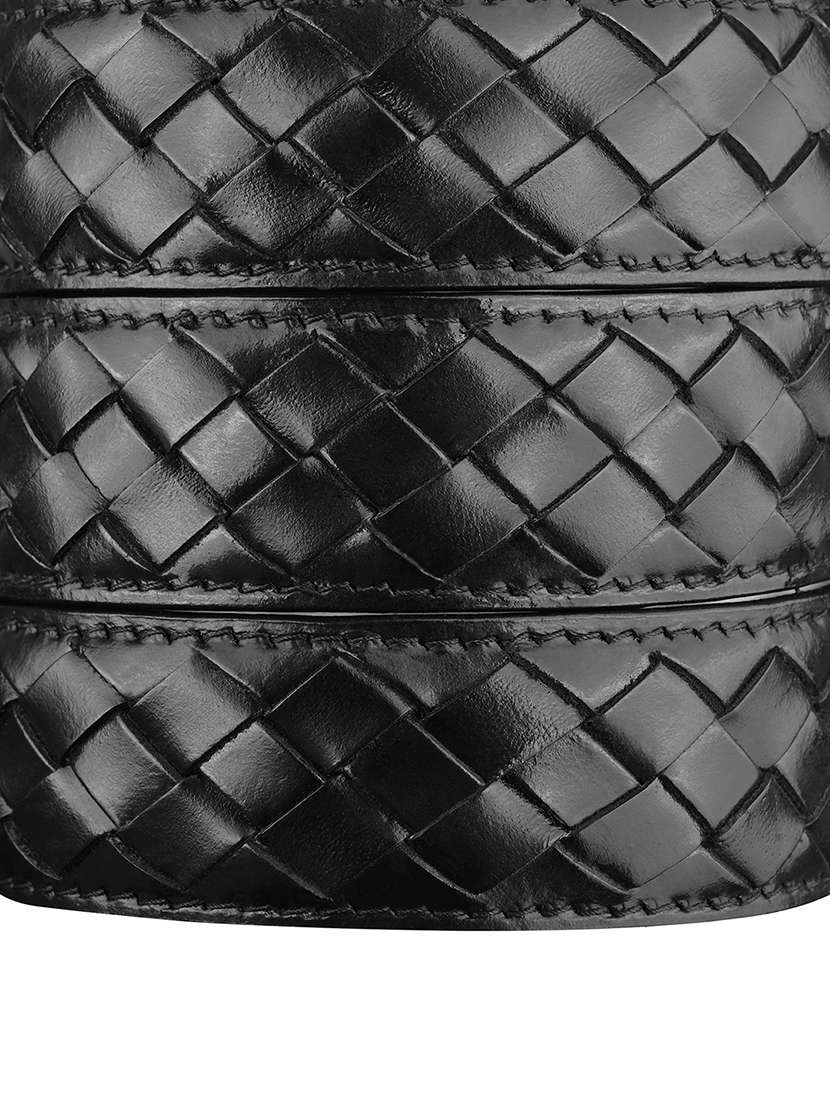 men's black leather automatic buckle weaved belt - 22142203 -  Standard Image - 4