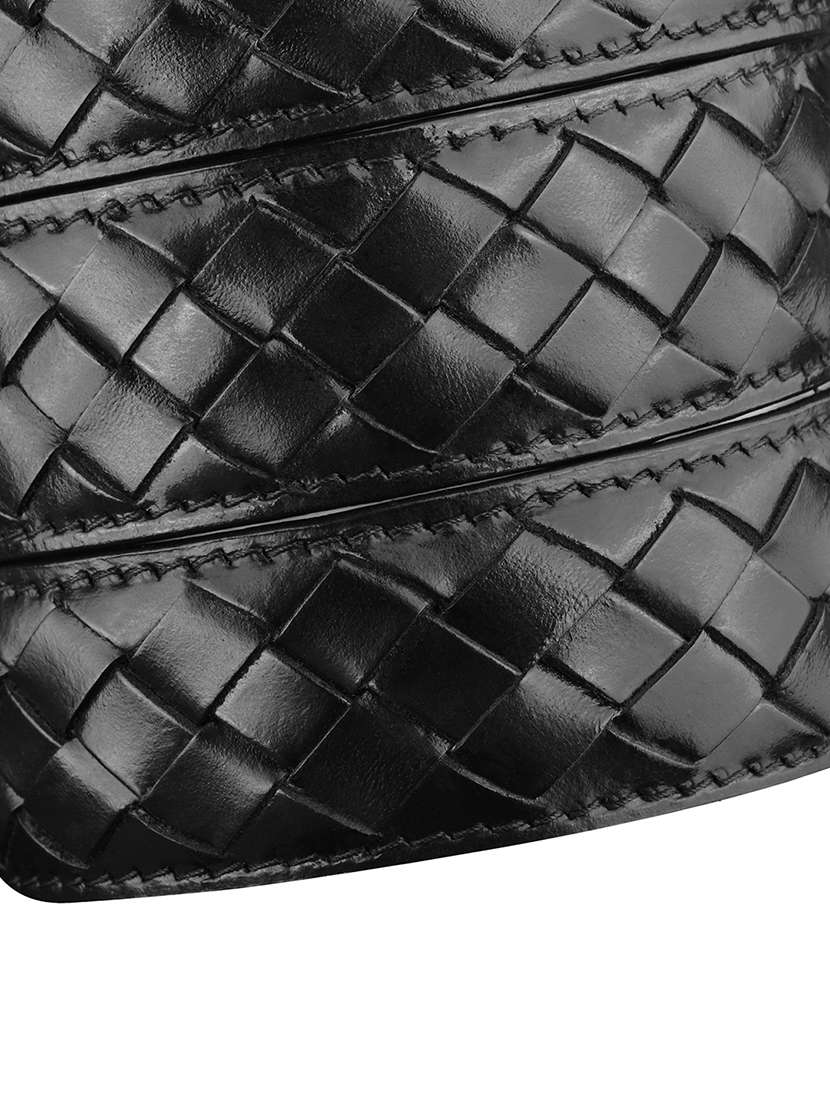 men's black braided leather automatic buckle belt - 22142204 -  Standard Image - 4