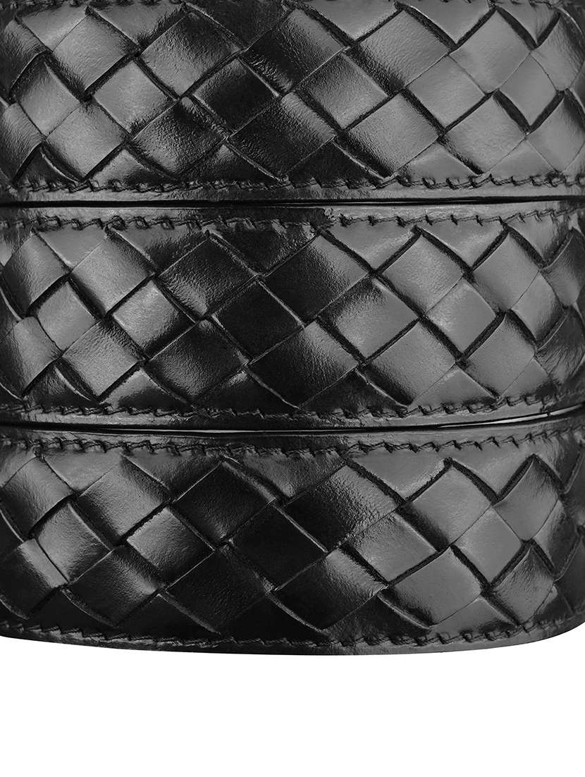 black leather woven design automatic buckle belt - 22142205 -  Standard Image - 4