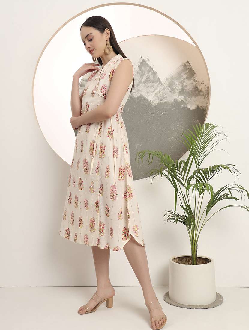 women floral sleeveless angrakha ethnic dress - 22142215 -  Standard Image - 1