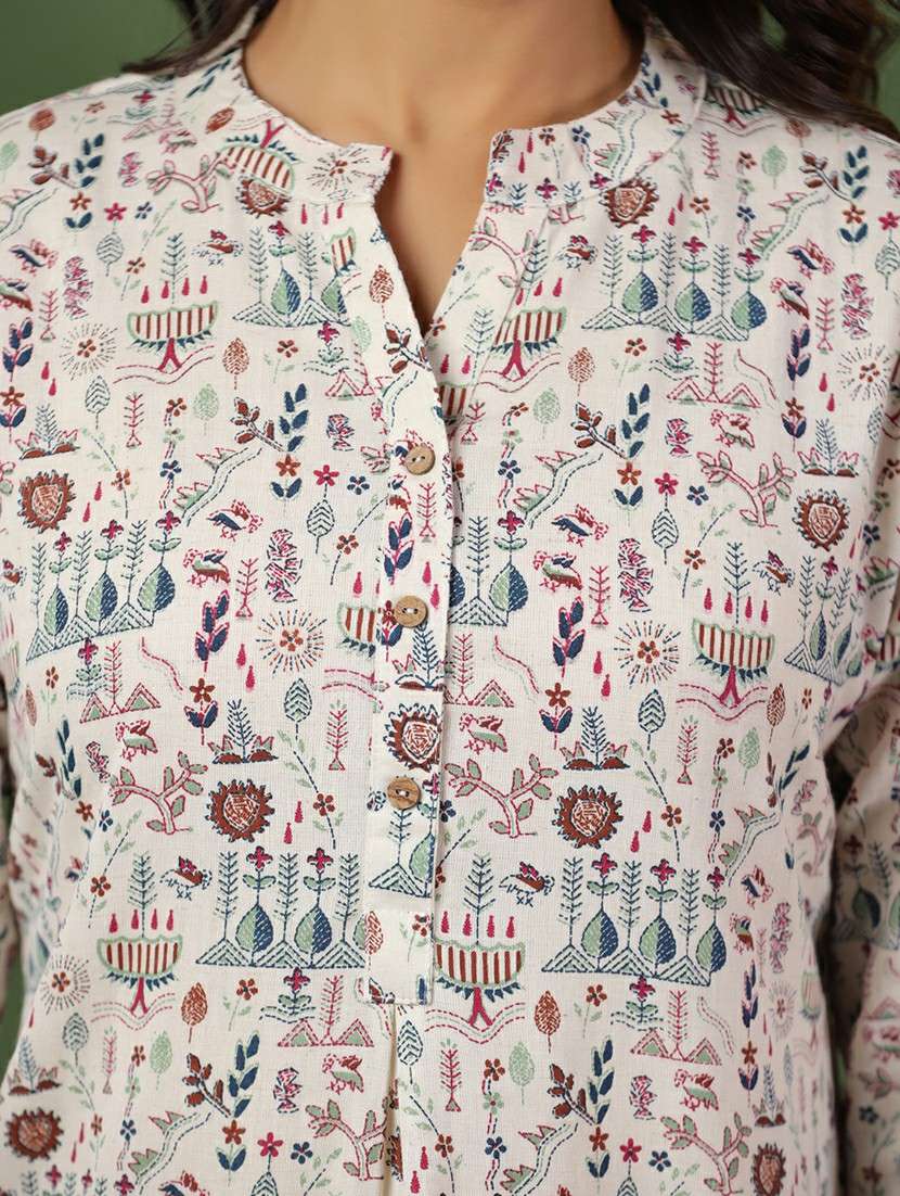 women printed three quarter sleeve straight kurti - 22142220 -  Standard Image - 4