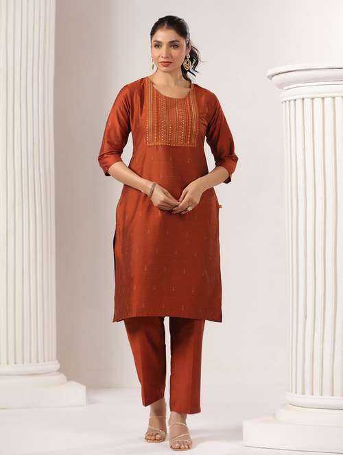 women self design three quarter sleeve kurta pant with dupatta set - 22142227 -  Standard Image - 0