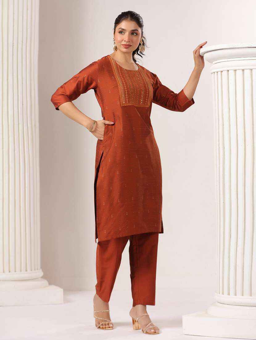 women self design three quarter sleeve kurta pant with dupatta set - 22142227 -  Standard Image - 1