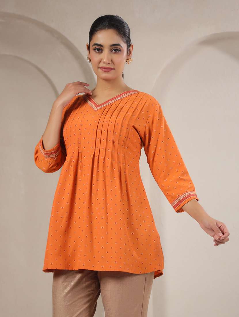 women printed three quarter sleeve a-line kurti - 22142229 -  Standard Image - 1