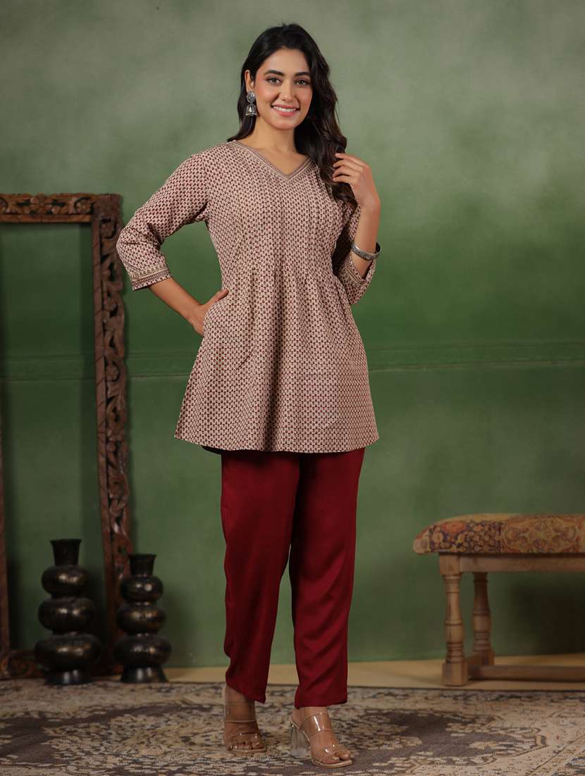 women printed three quarter sleeve a-line kurti - 22142232 -  Standard Image - 1