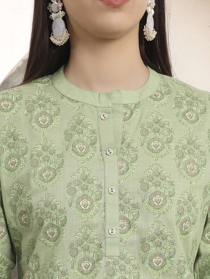 women printed three quarter sleeve ethnic co-ord set - 22142239 -  Standard Image - 4