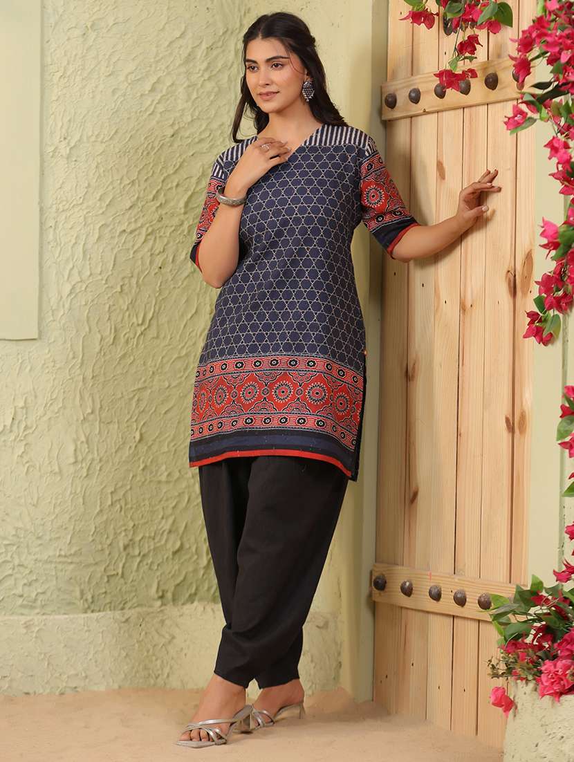 women printed short sleeve straight kurti - 22142241 -  Standard Image - 1