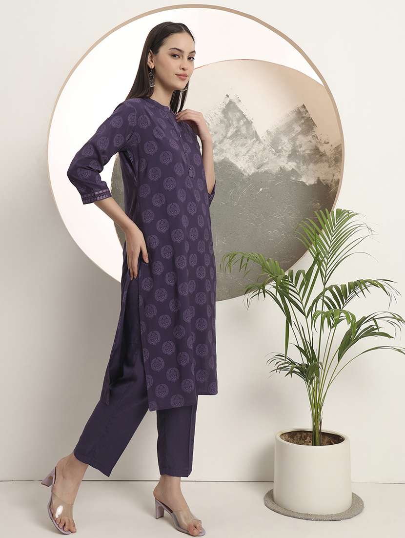 women printed three quarter sleeve straight kurta - 22142248 -  Standard Image - 1