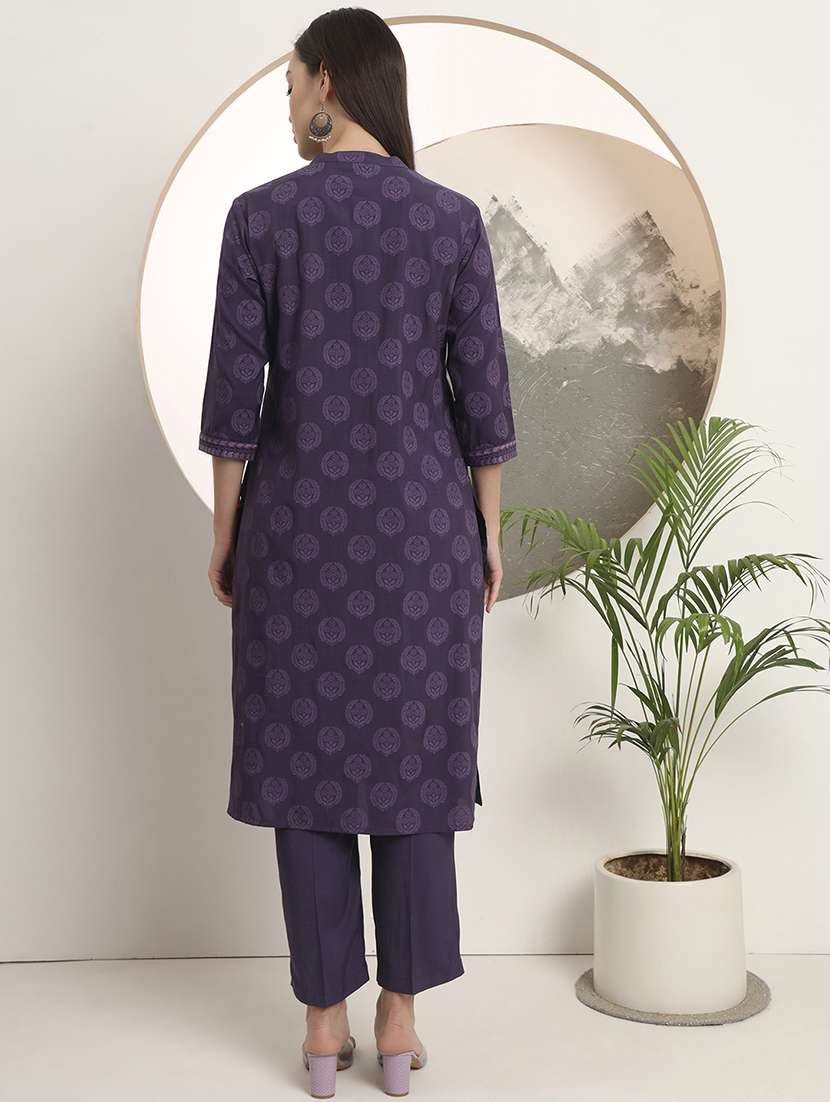 women printed three quarter sleeve straight kurta - 22142248 -  Standard Image - 4