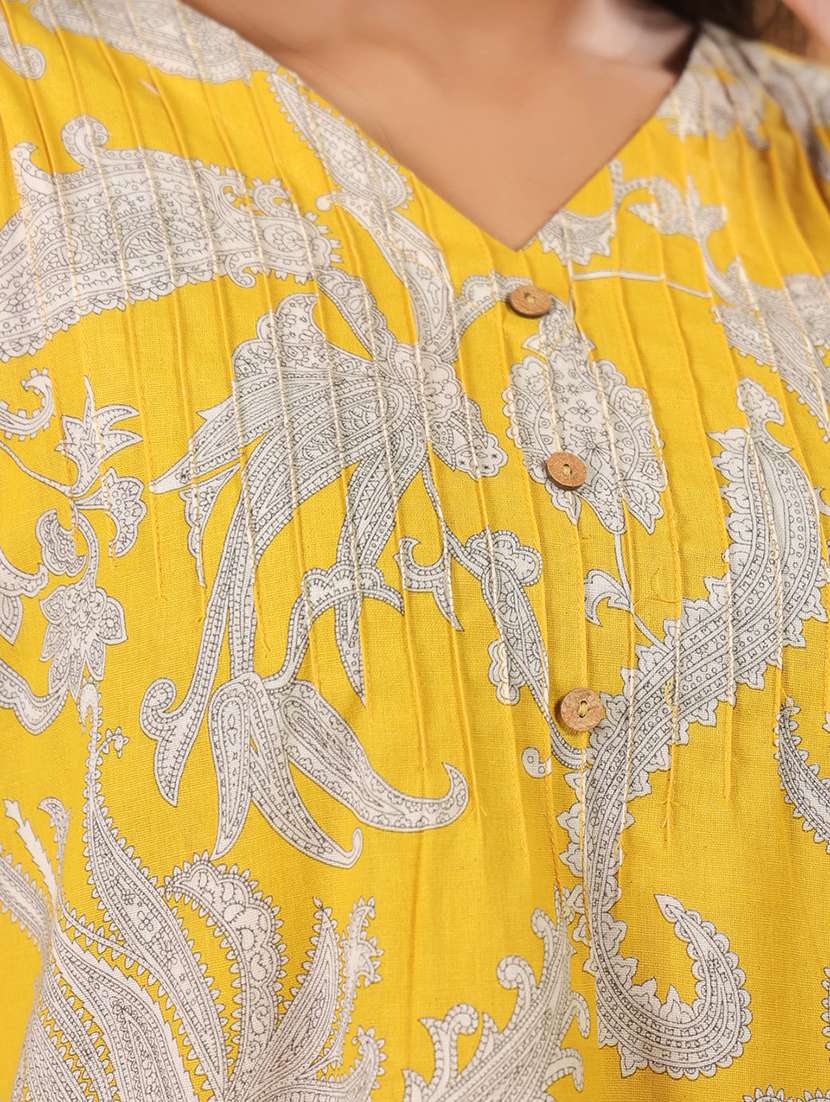 women printed three quarter sleeve straight kurti - 22142258 -  Standard Image - 4