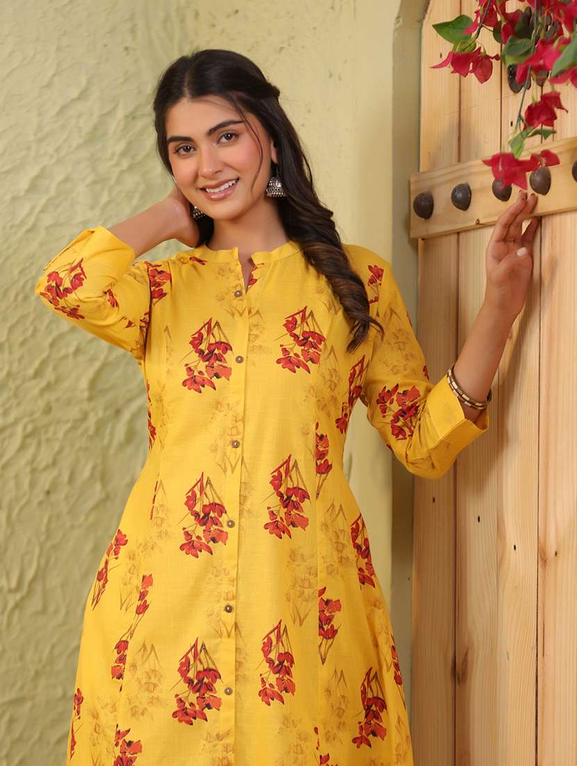 women floral printed three quarter sleeve a-line ethnic dress - 22142260 -  Standard Image - 4