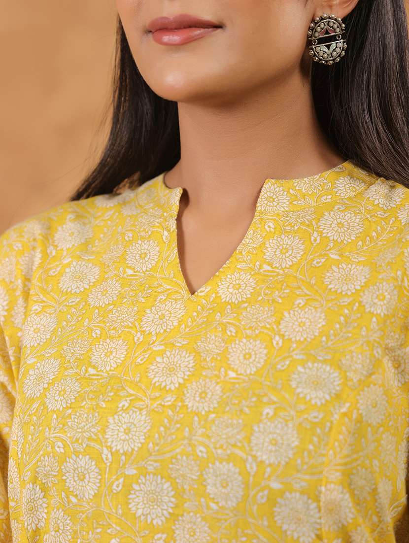 women floral printed three quarter sleeve straight kurti - 22142261 -  Standard Image - 4
