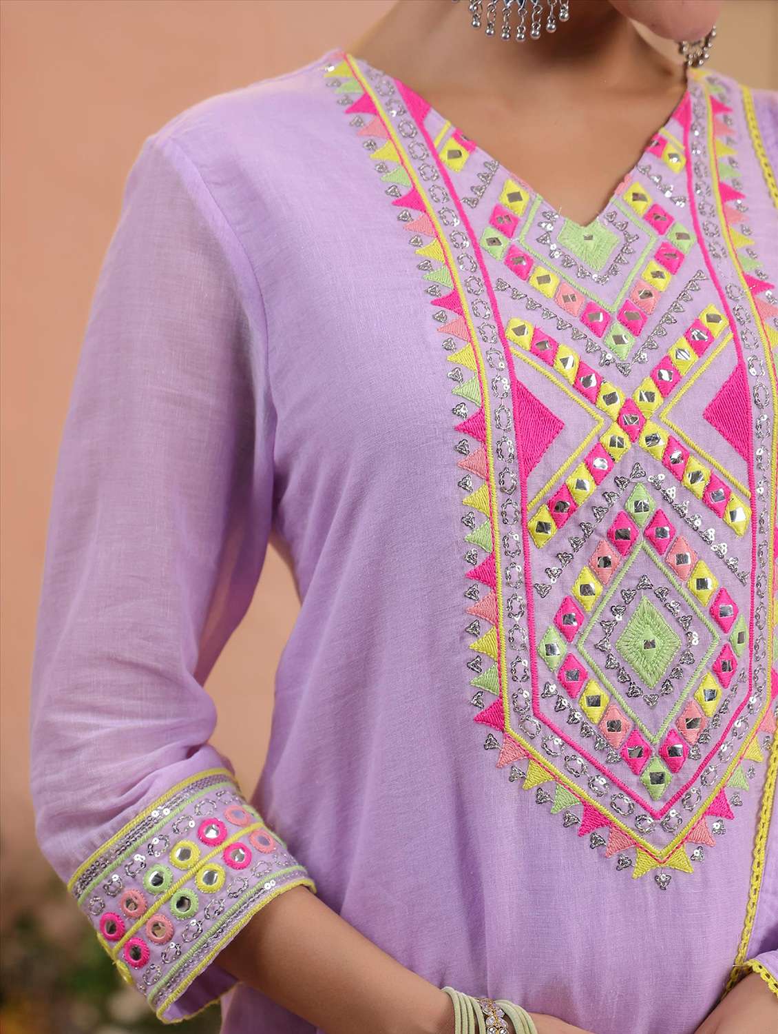 women embroidered three quarter sleeve kurta palazzo with dupatta set - 22142273 -  Standard Image - 4