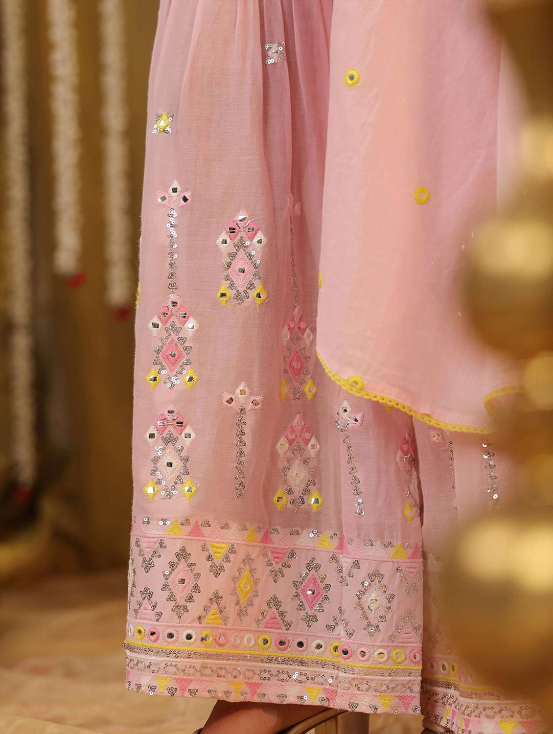 women embroidered three quarter sleeve kurta sharara with dupatta set - 22142275 -  Standard Image - 6