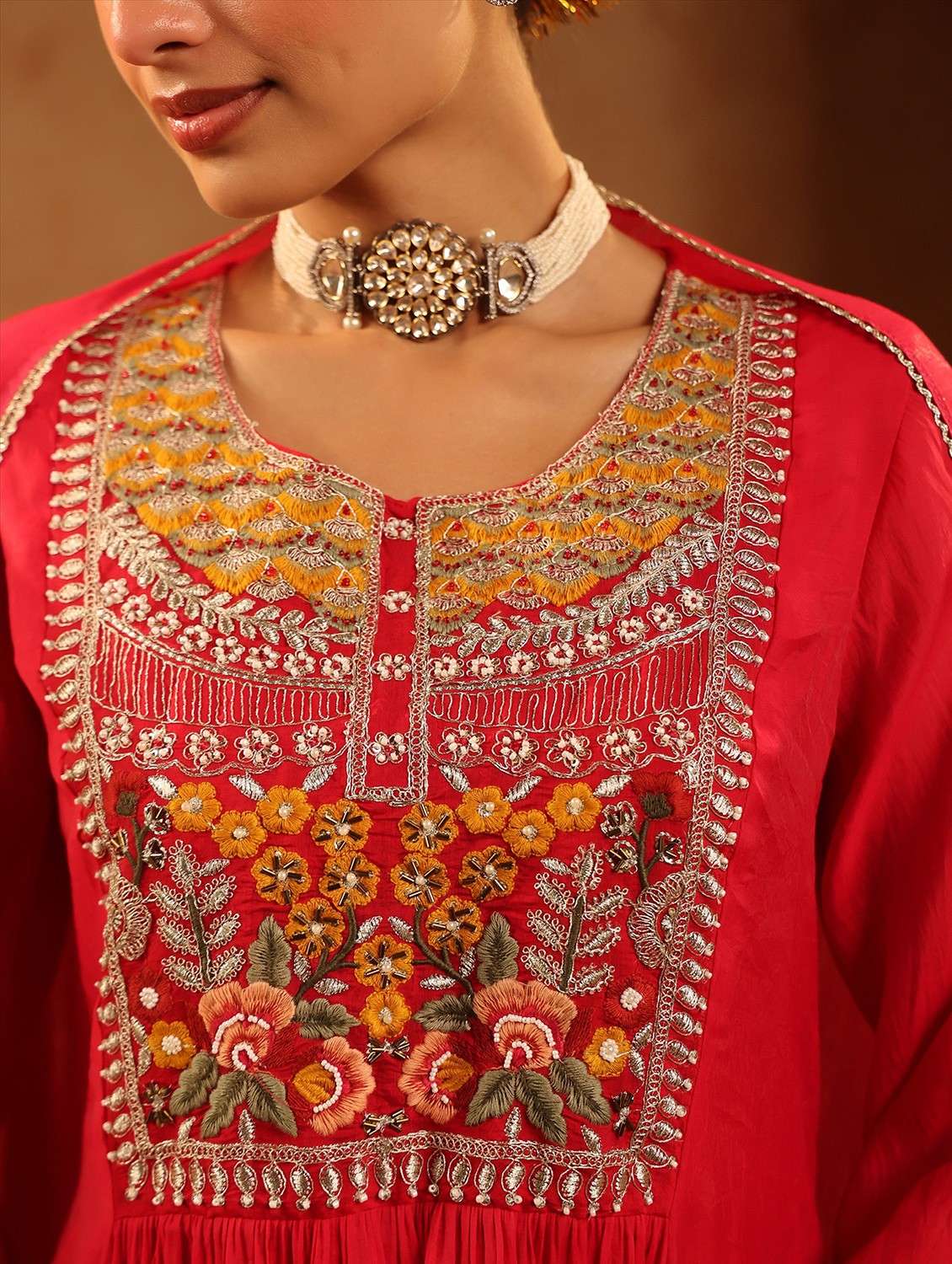 women embroidered three quarter sleeve kurta pant with dupatta set - 22142304 -  Standard Image - 6