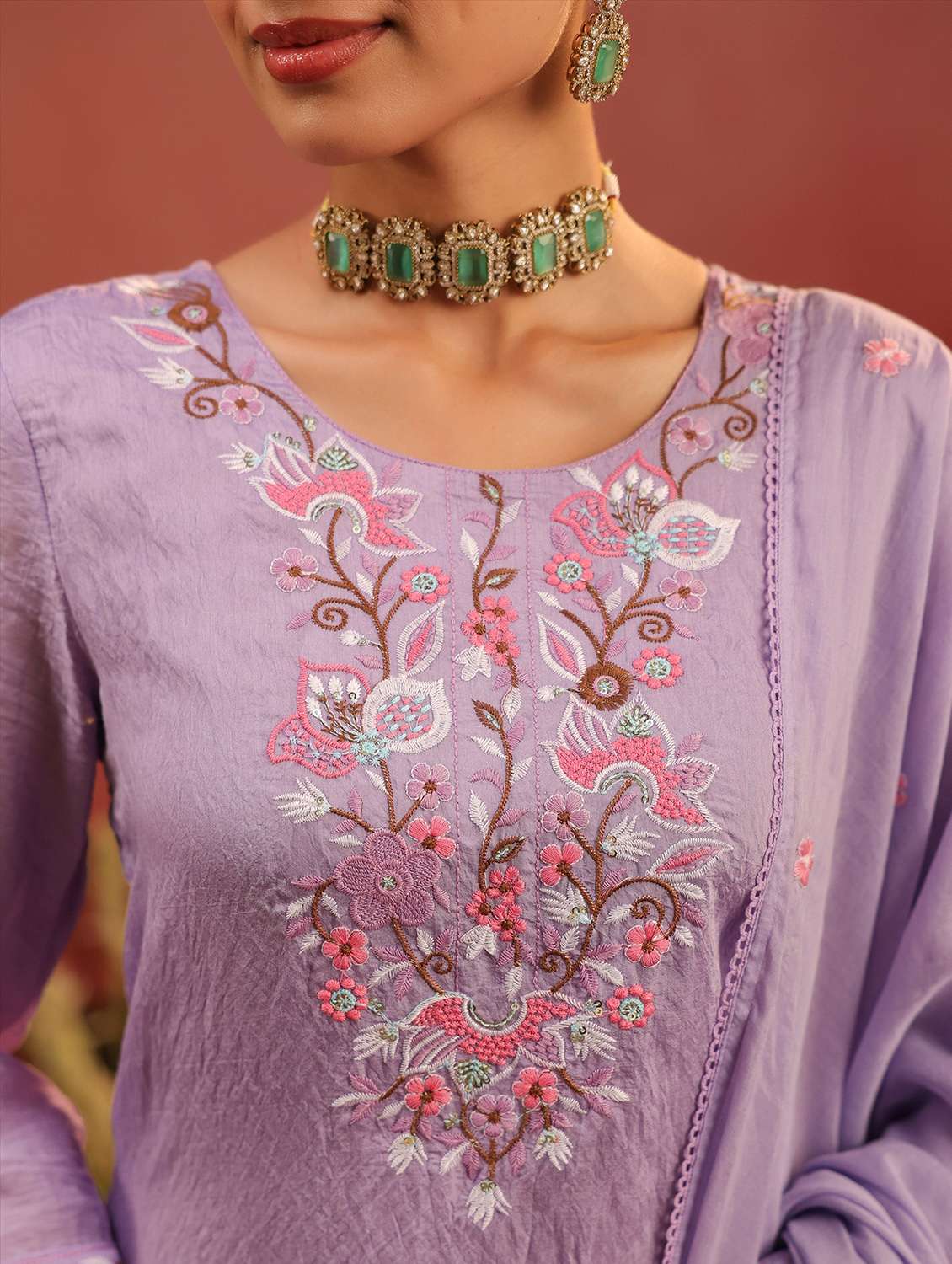 women embroidered three quarter sleeve kurta pant with dupatta set - 22142305 -  Standard Image - 6