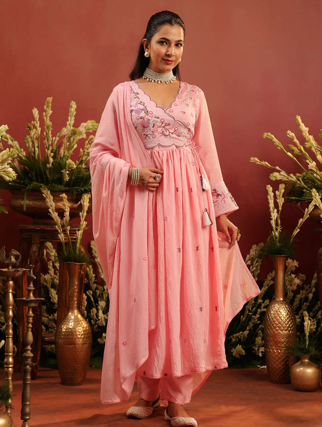 women embroidered long sleeve kurta pant with dupatta set - 22142310 -  Standard Image - 1
