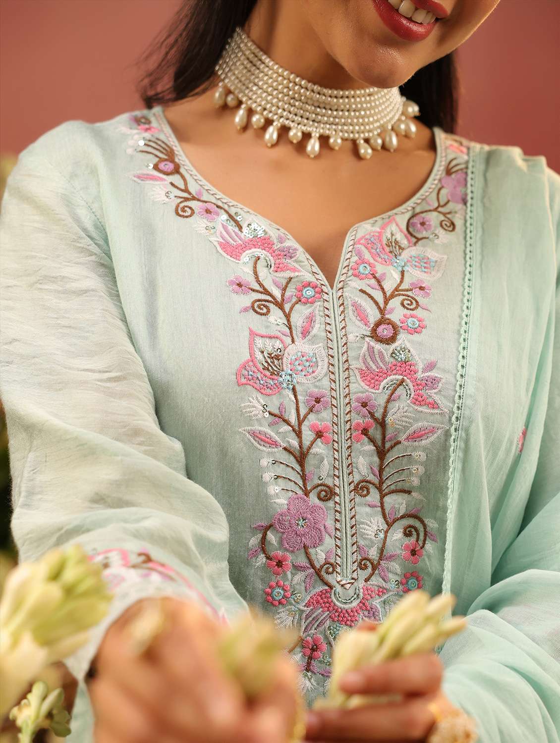 women embroidered three quarter sleeve kurta palazzo with dupatta set - 22142315 - Standard Image - 4