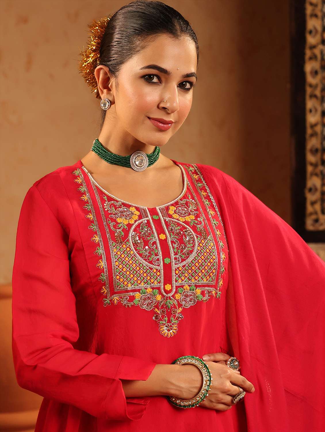 women embroidered long sleeve kurta pant with dupatta set - 22142317 -  Standard Image - 4