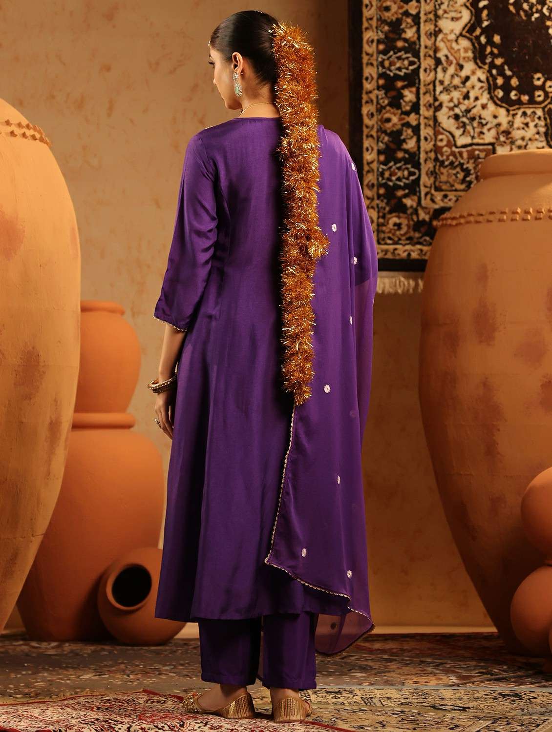 women embroidered three quarter sleeve kurta pant with dupatta set - 22142324 -  Standard Image - 6