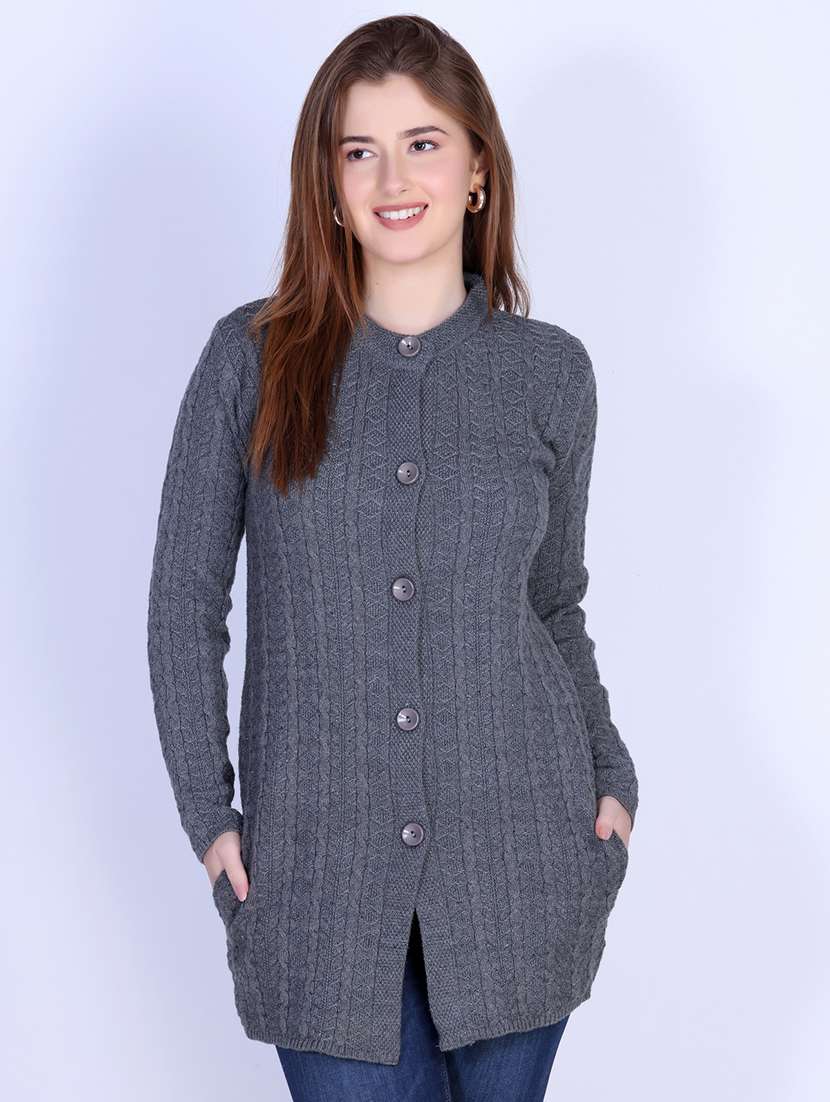 women self designed long sleeve cardigan - 22142361 - Standard Image - 1