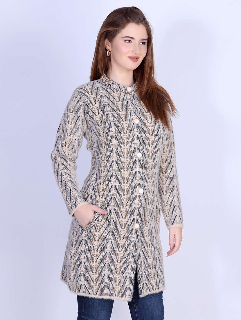 women self designed long sleeve cardigan - 22142364 -  Standard Image - 1
