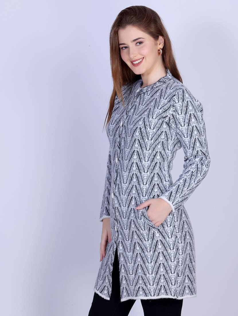 women self designed long sleeve cardigan - 22142365 -  Standard Image - 1