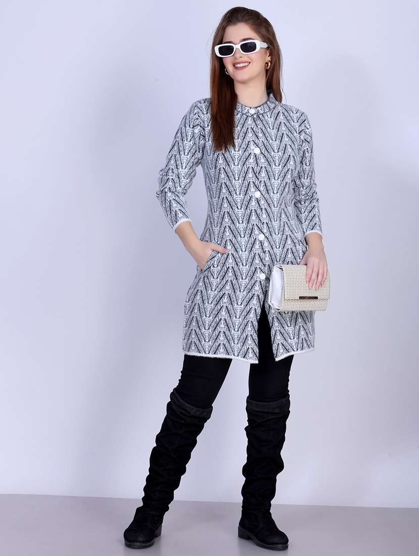 women self designed long sleeve cardigan - 22142365 -  Standard Image - 4