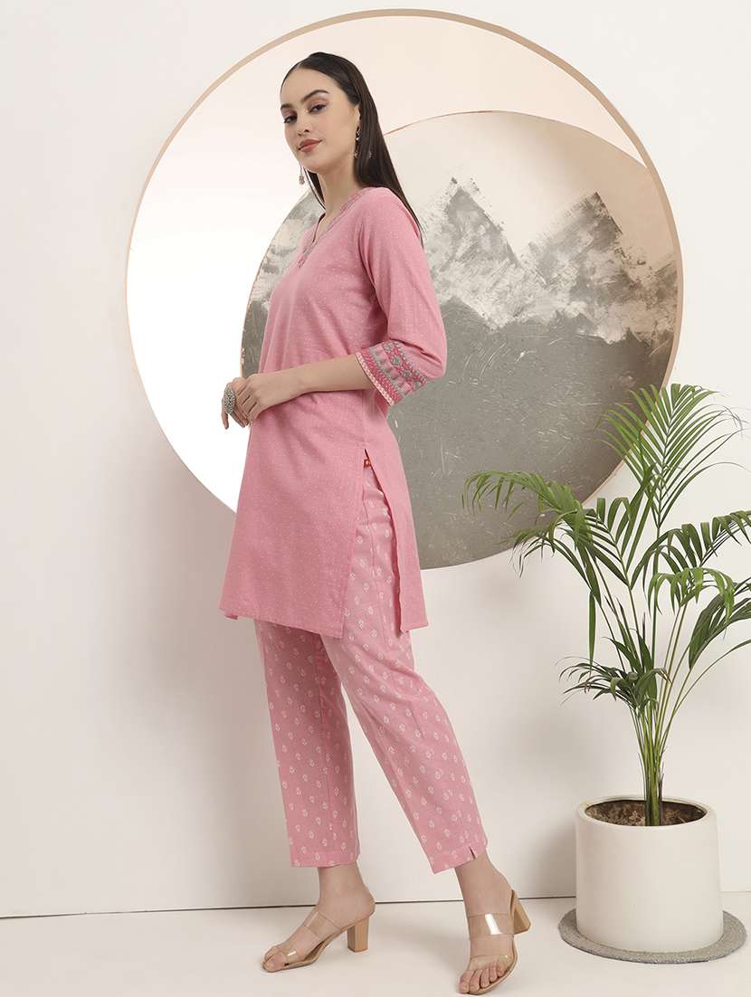 women floral printed three quarter sleeve kurta pant set - 22142380 -  Standard Image - 1