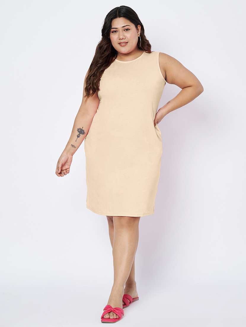 women plus size solid sleeveless sheath dress - 22142402 -  Standard Image - 1