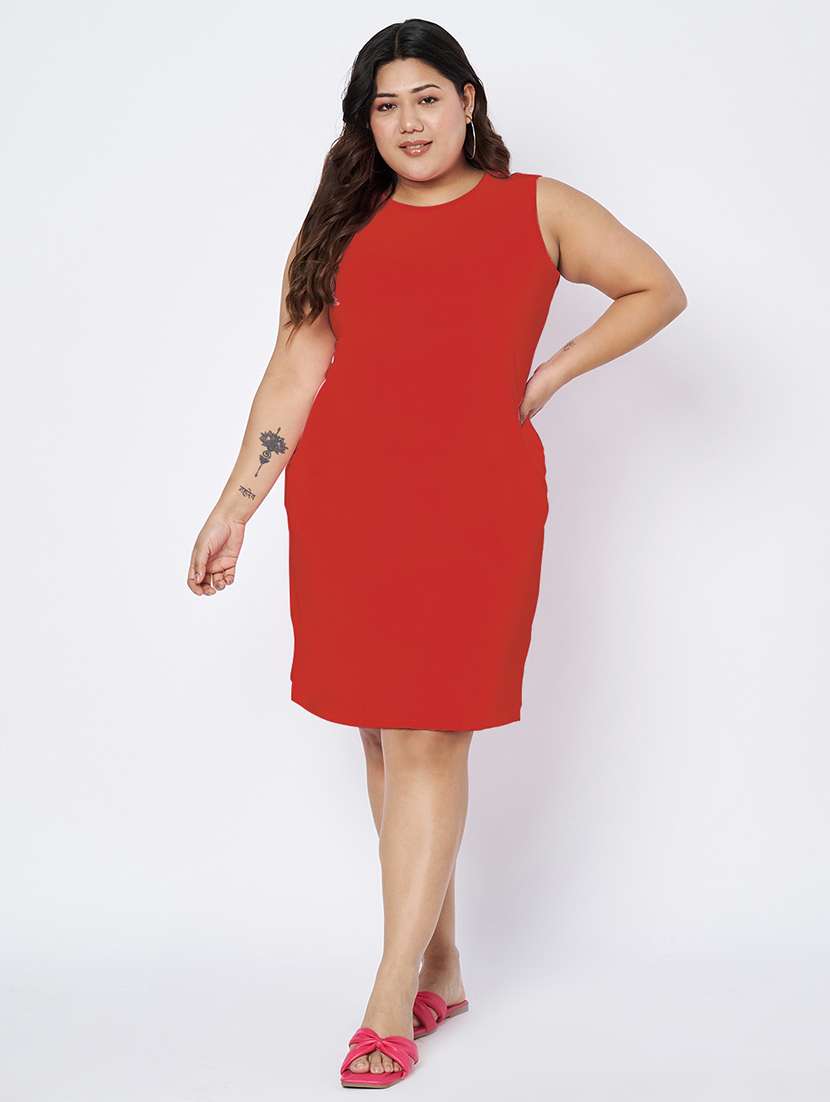 women plus size solid sleeveless sheath dress - 22142404 -  Standard Image - 1