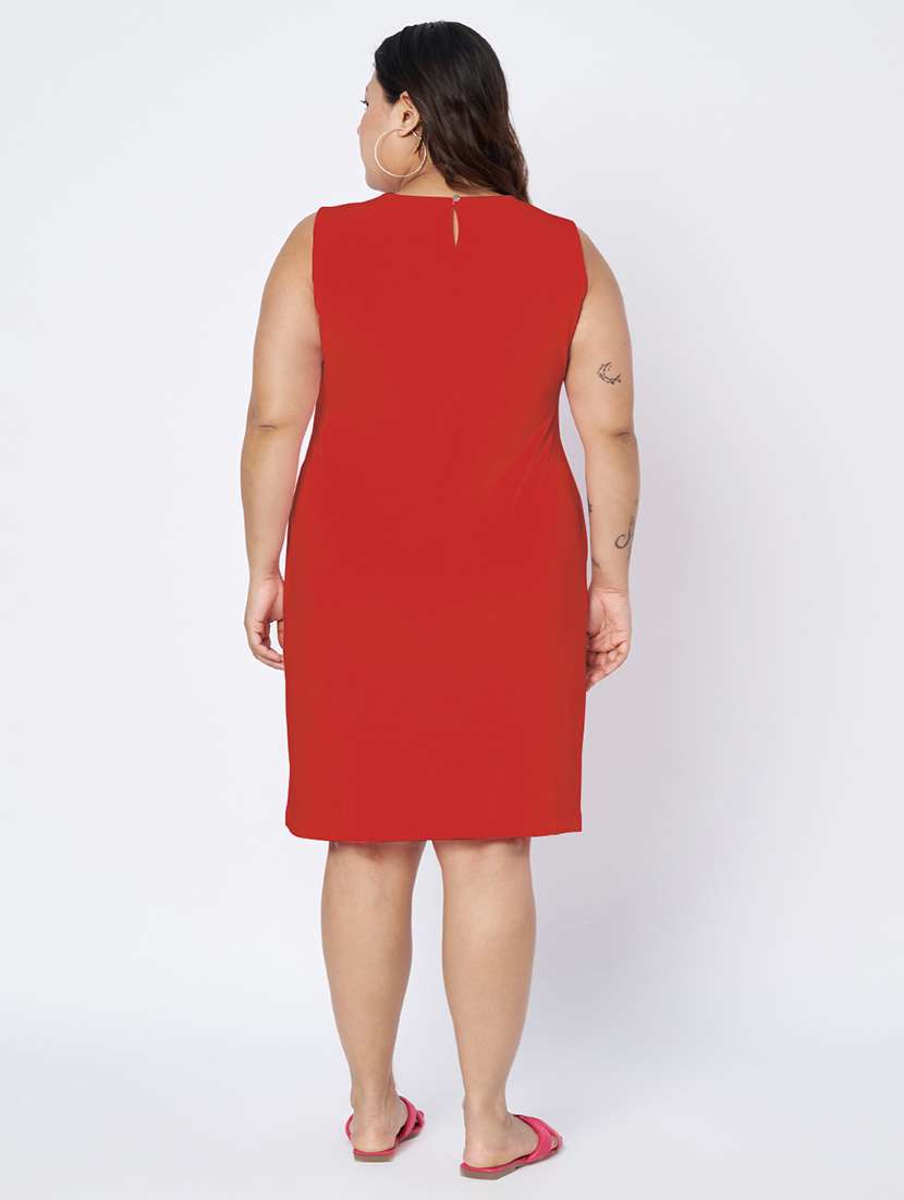 women plus size solid sleeveless sheath dress - 22142404 - Standard Image - 4