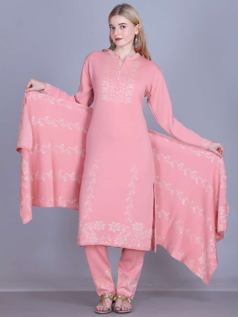 women self design long sleeve kurta pant with dupatta set - 22142407 - Standard Image - 1