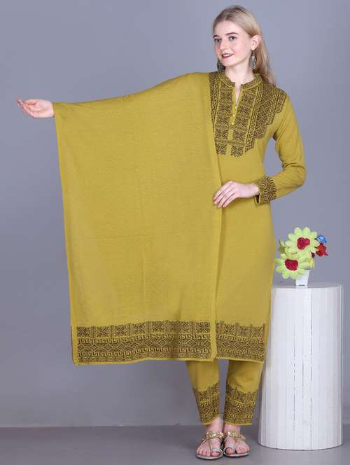 women self design long sleeve kurta pant with dupatta set - 22142409 -  Standard Image - 0