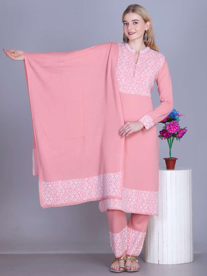 women self design long sleeve kurta pant with dupatta set - 22142411 - Standard Image - 1