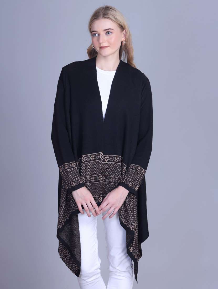 Women Self Designed Long Sleeve Asymmetric Shrug - 22142414 -  Standard Image - 1