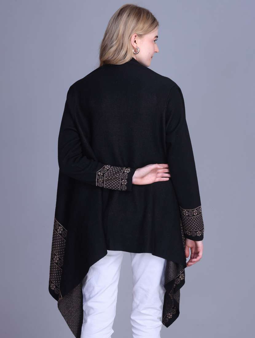Women Self Designed Long Sleeve Asymmetric Shrug - 22142414 -  Standard Image - 4